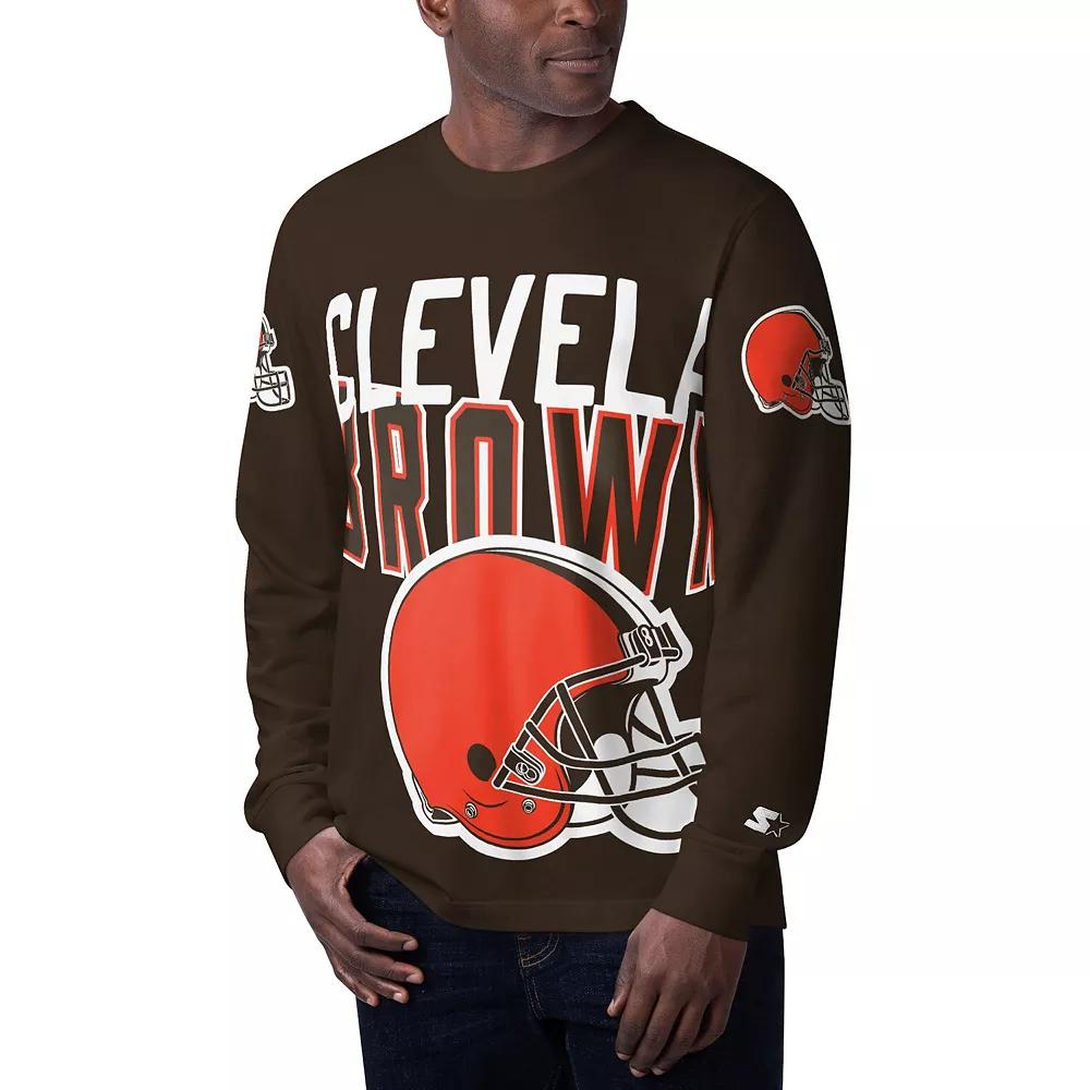 Men's Starter Brown Cleveland Browns Clutch Hit Long Sleeve T-Shirt, Size: Medium Product Image