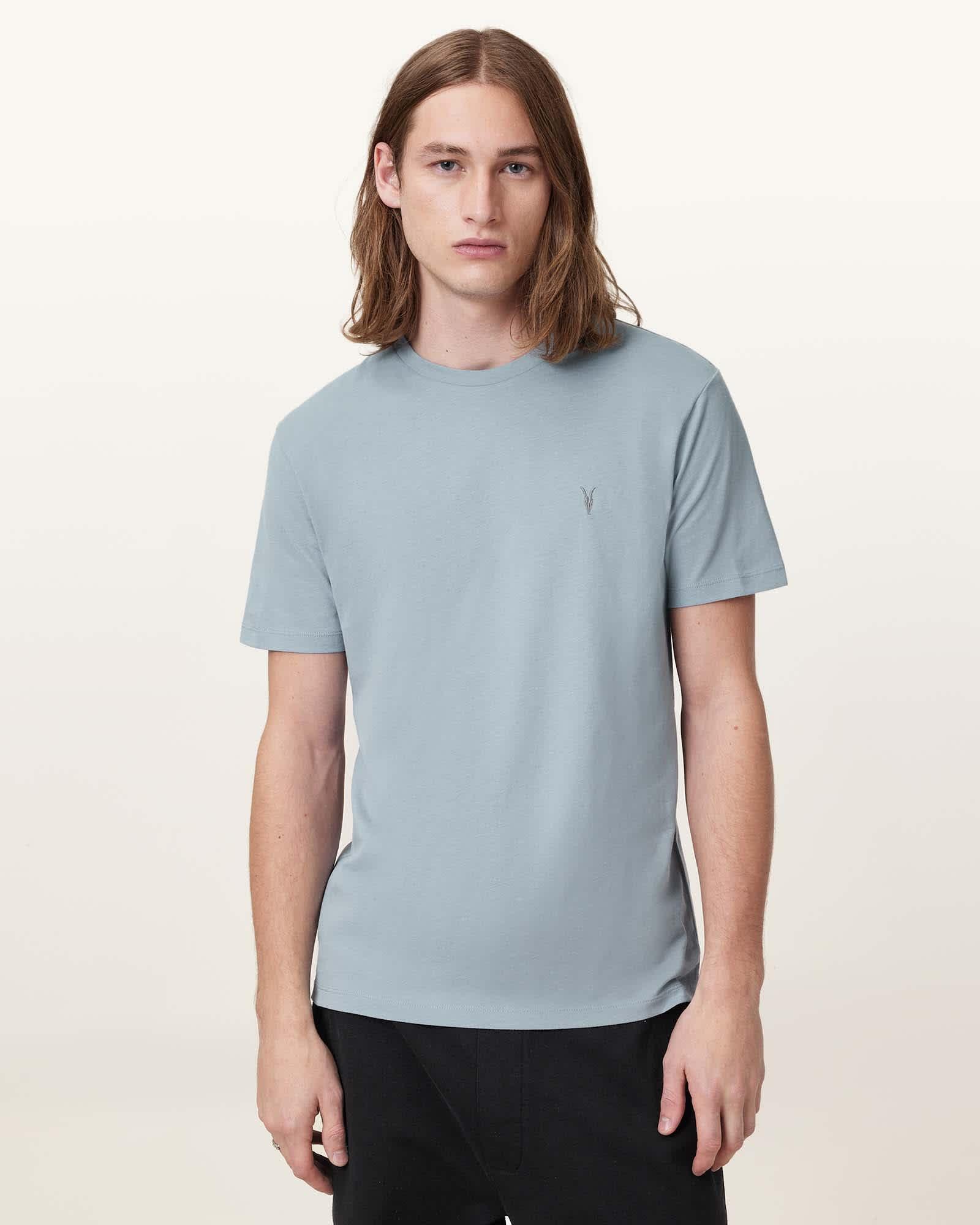 Brace Brushed Cotton T-Shirts 3 Pack BLUE/BLUE/BLUE | ALLSAINTS US Product Image