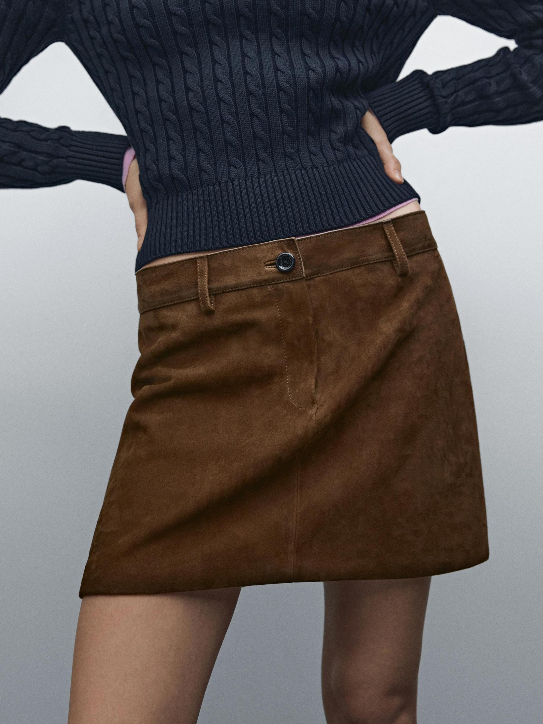 Suede leather mini skirt Product Image