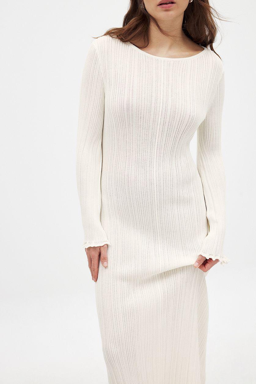 Knitted Round Neck Frill Maxi Dress Product Image