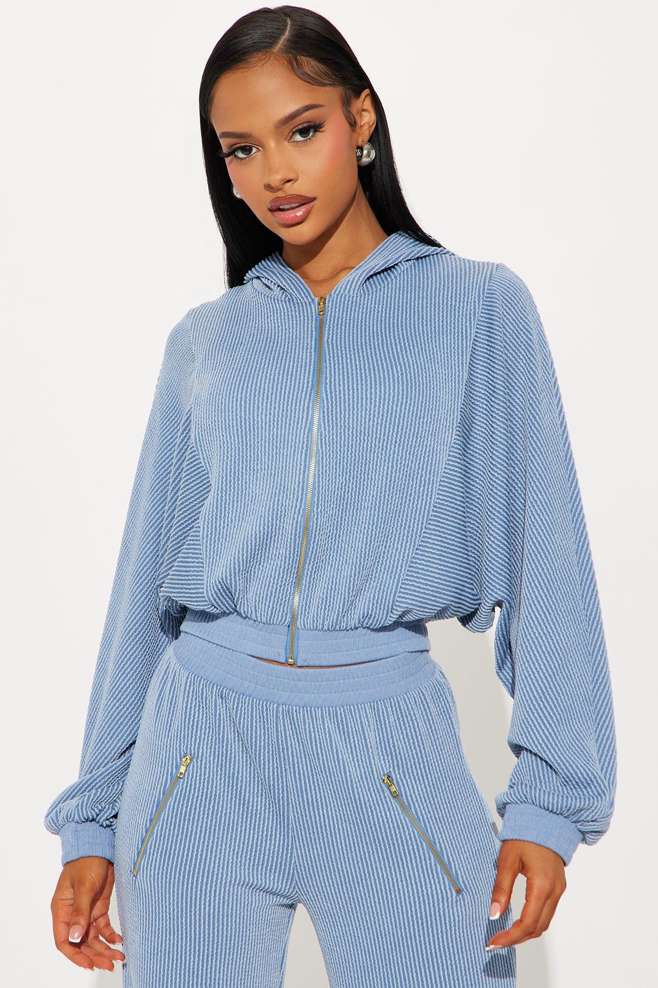 Emilia Zip Hoodie Pant Set - Blue Product Image