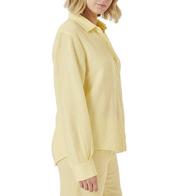 Splendid Adele Point Collar Long Sleeve Button Front Gauze Shirt Product Image