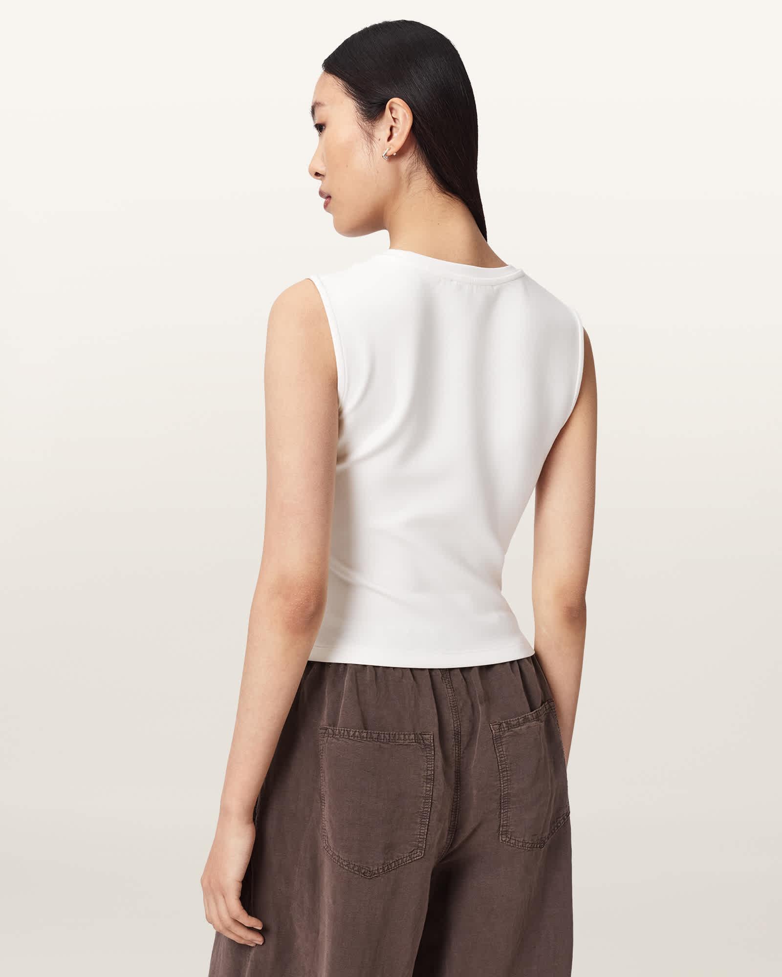 Nella Slim Fit Sleeveless Tank Top FOSSIL WHITE | ALLSAINTS US Product Image
