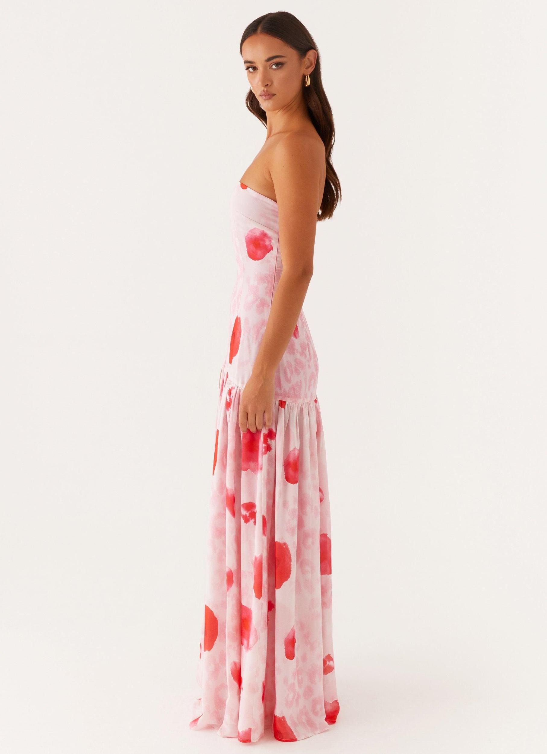 Eden Strapless Maxi Dress - Rose Leopard Product Image