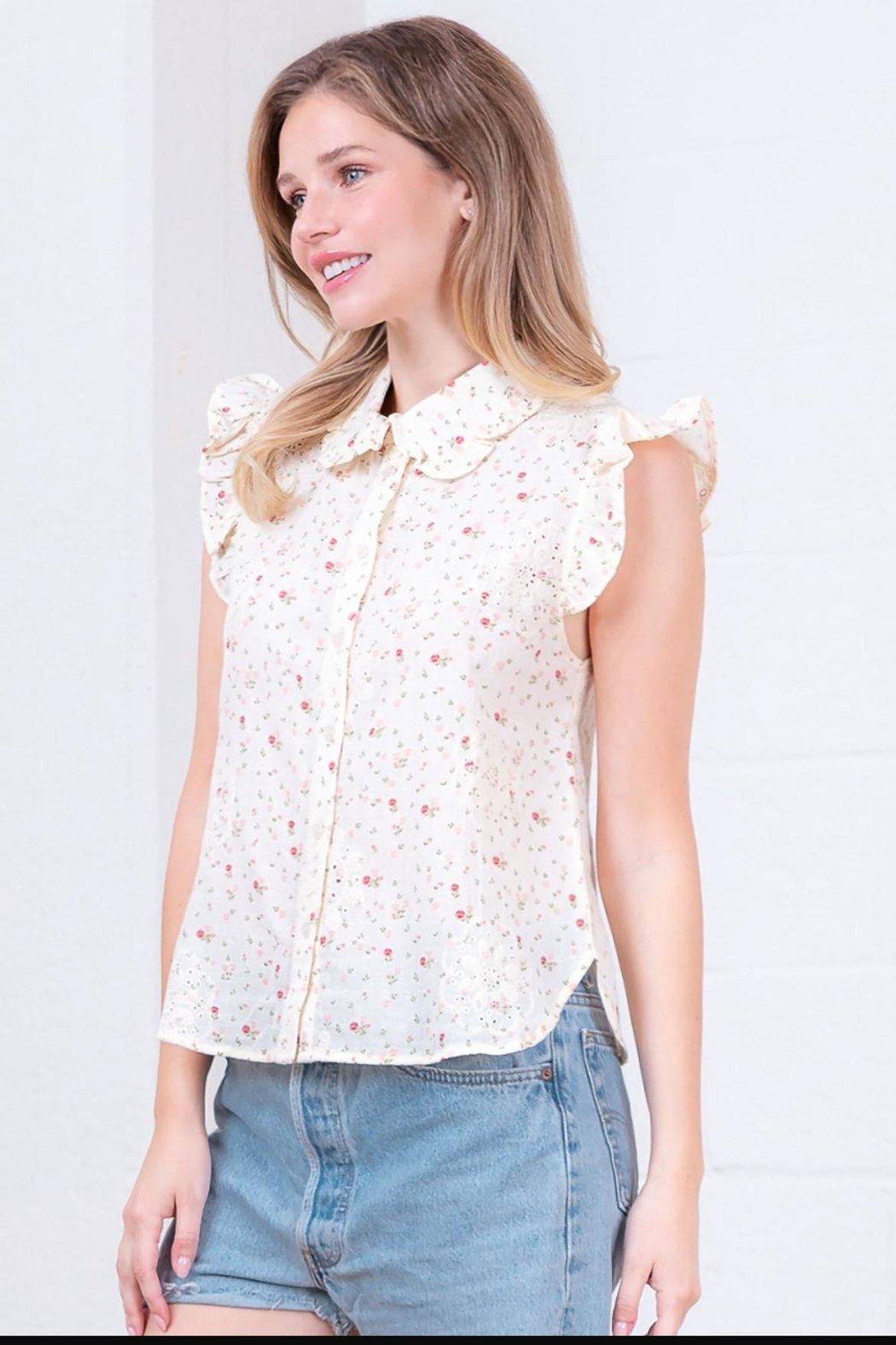 Button-Down Floral Top Product Image