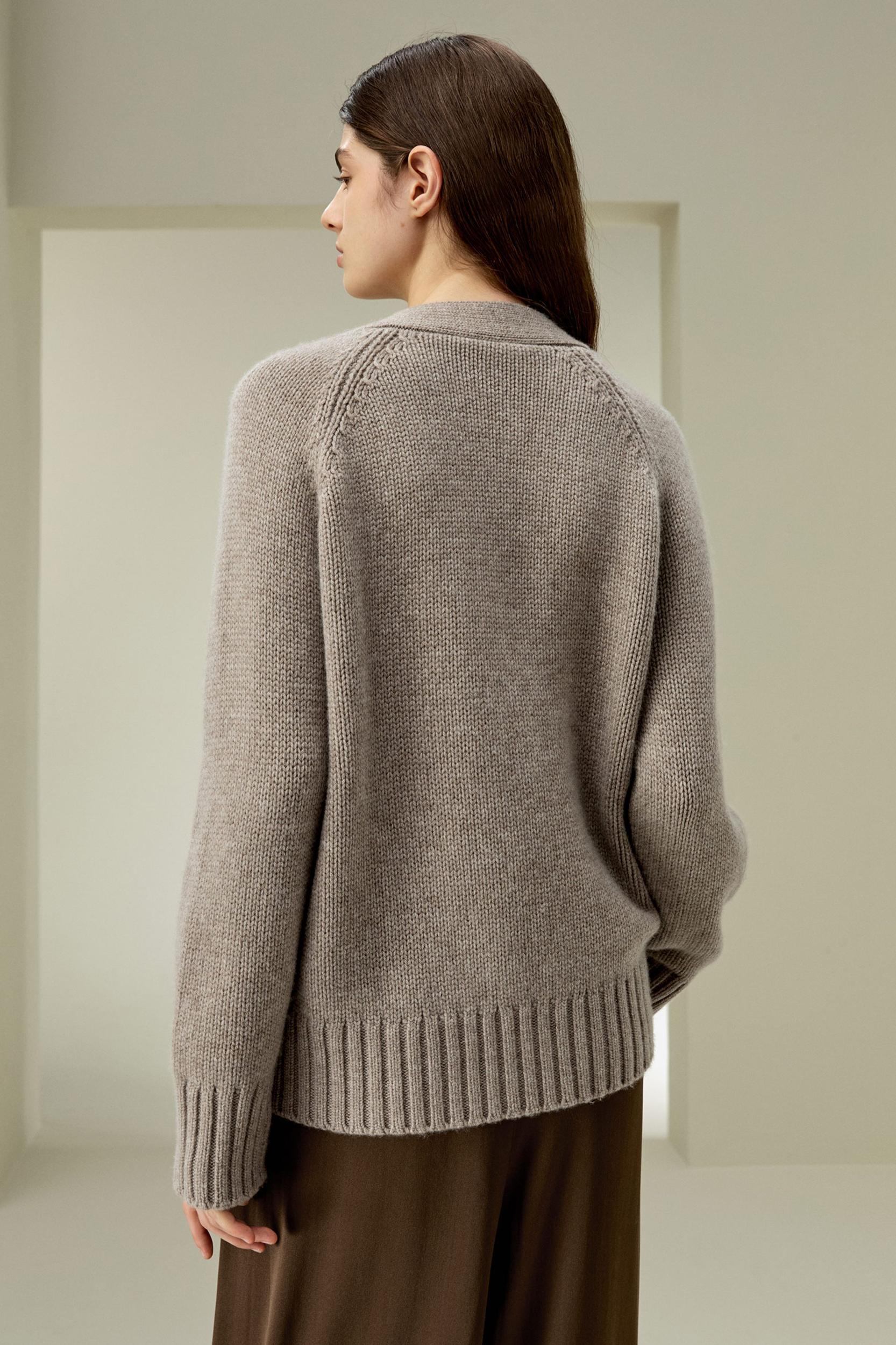 Chunky Knit Wool Cashmere Blend Cardigan Product Image
