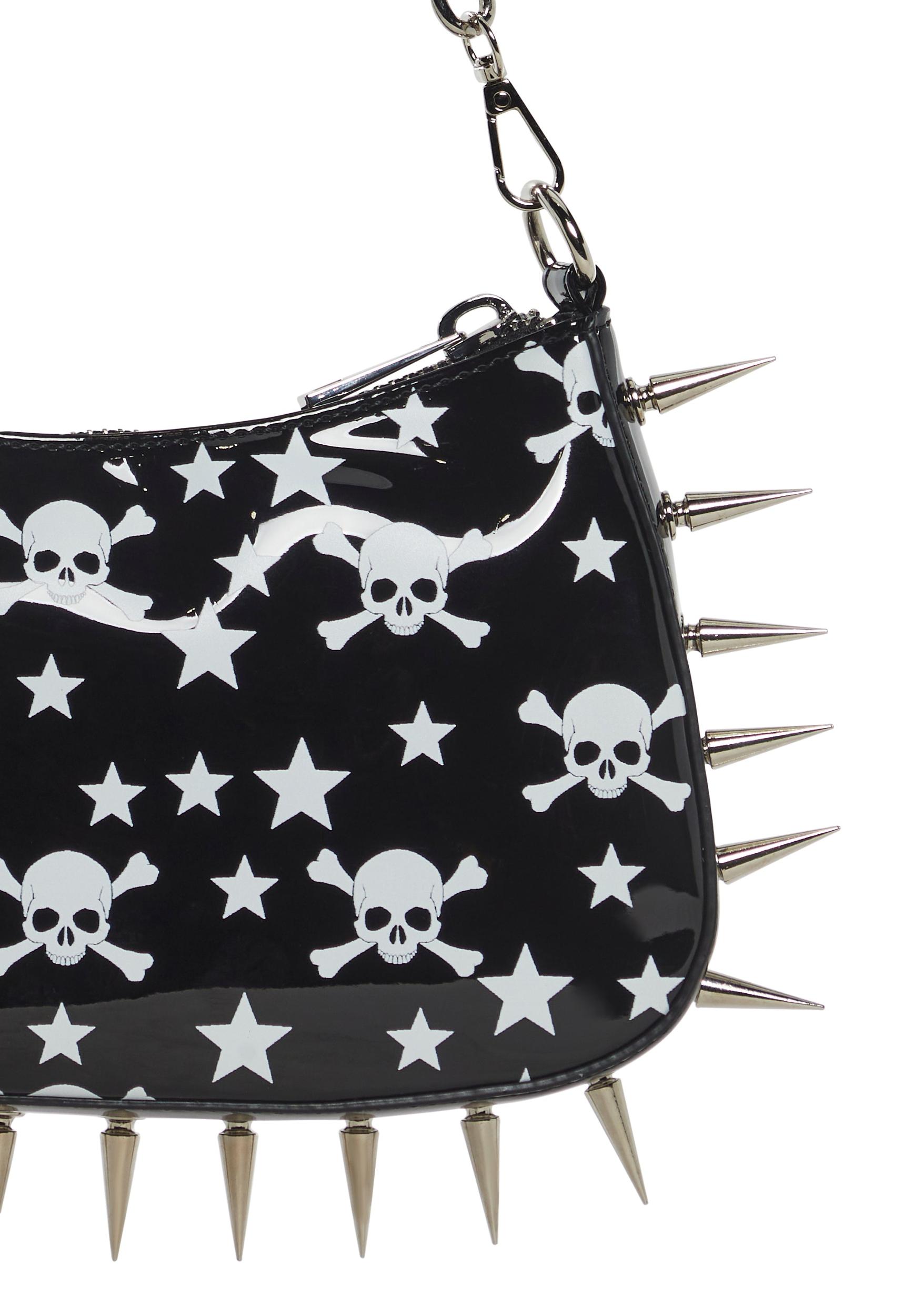 Skull And Crossbones Spiked Shoulder Bag Widow - Black Product Image