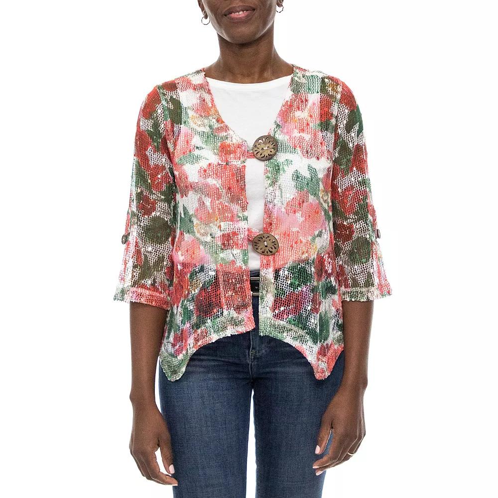 Women's Nina Leonard Print Sheer Cardigan,  Product Image