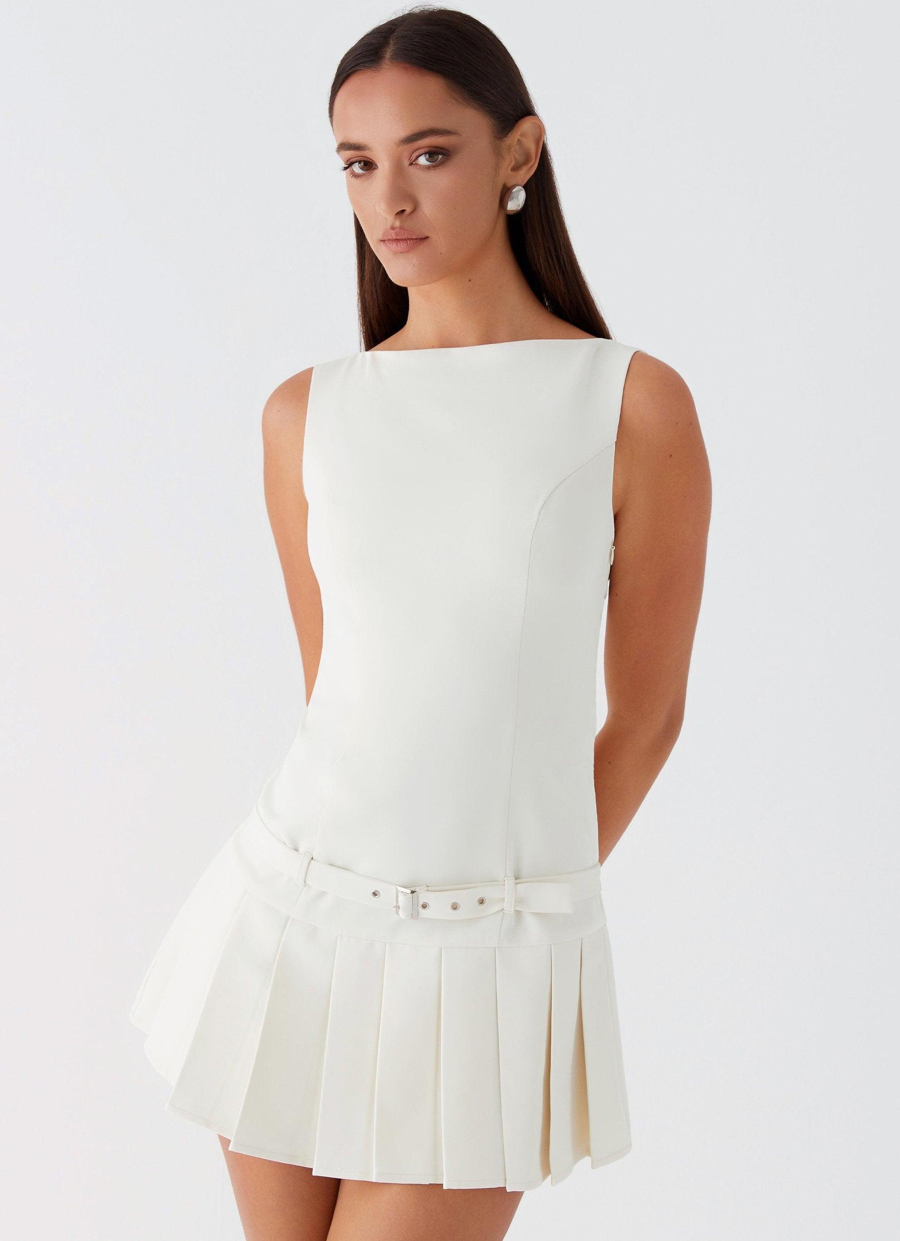 No More Excuses Belt Mini Dress - Ivory Product Image