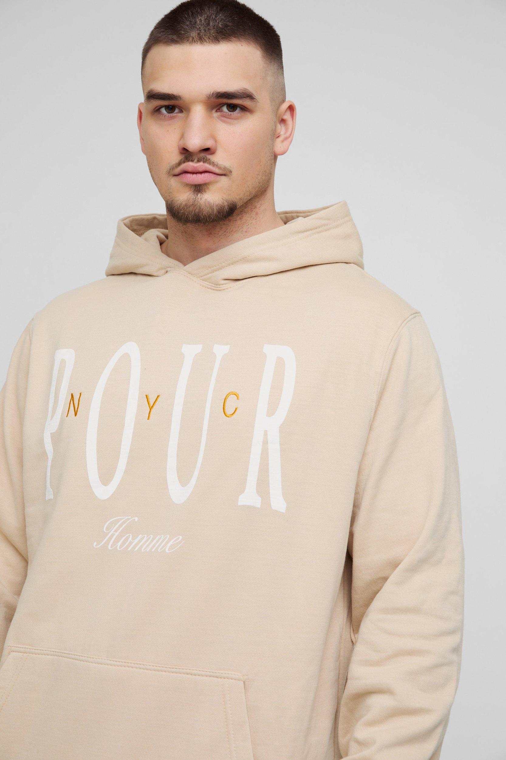 Tall Pour Homme Embroidered Hoodie | boohooMAN USA Product Image