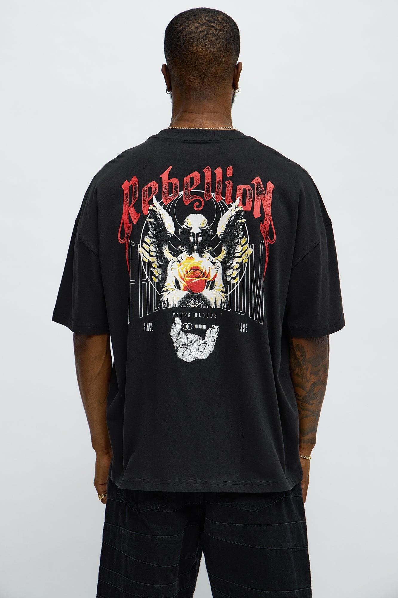 Rebellion Freedom Oversized Short Sleeve Tee - Black Male Product Image