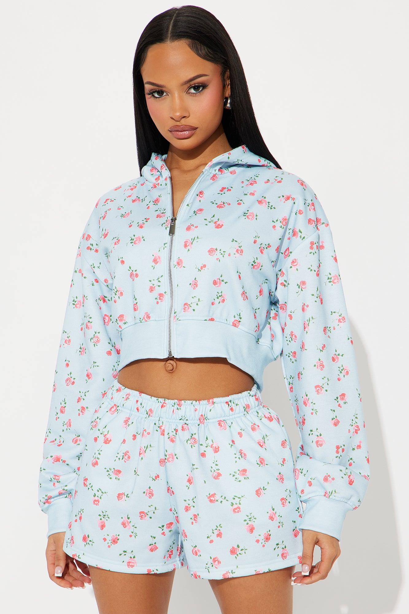 Fiona Floral Short Set - Light Blue Product Image