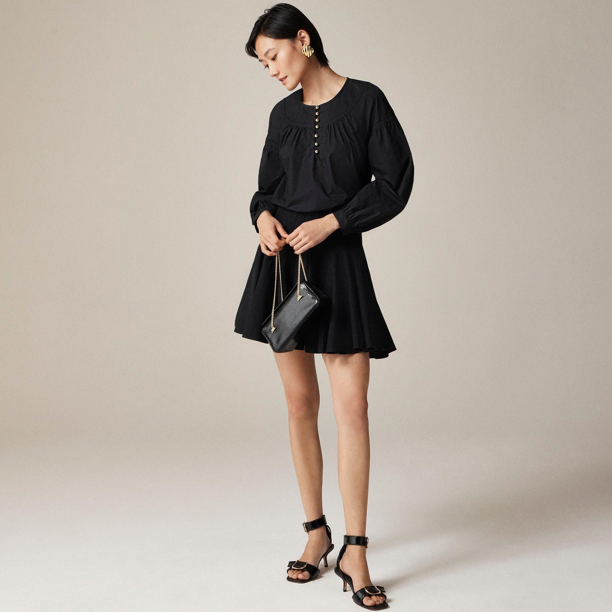 Shirred popover top in cotton poplin Product Image