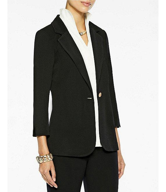 Ming Wang Notch Lapel 3/4 Sleeve One Button Knit Jacket Product Image