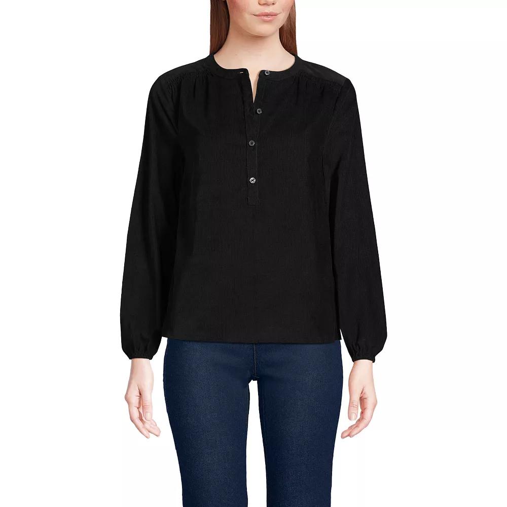 Women's Lands' End Pinwale Cord Smocked Popover Shirt, Size: Medium, Rich Red Product Image
