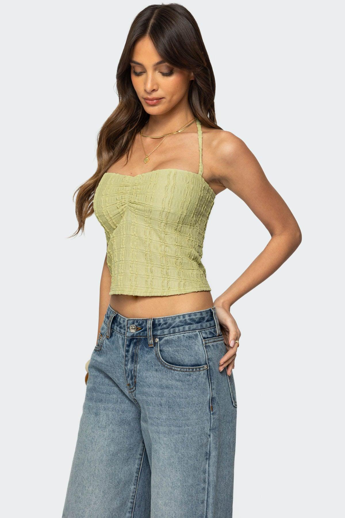 Galya Textured Halter Top Product Image