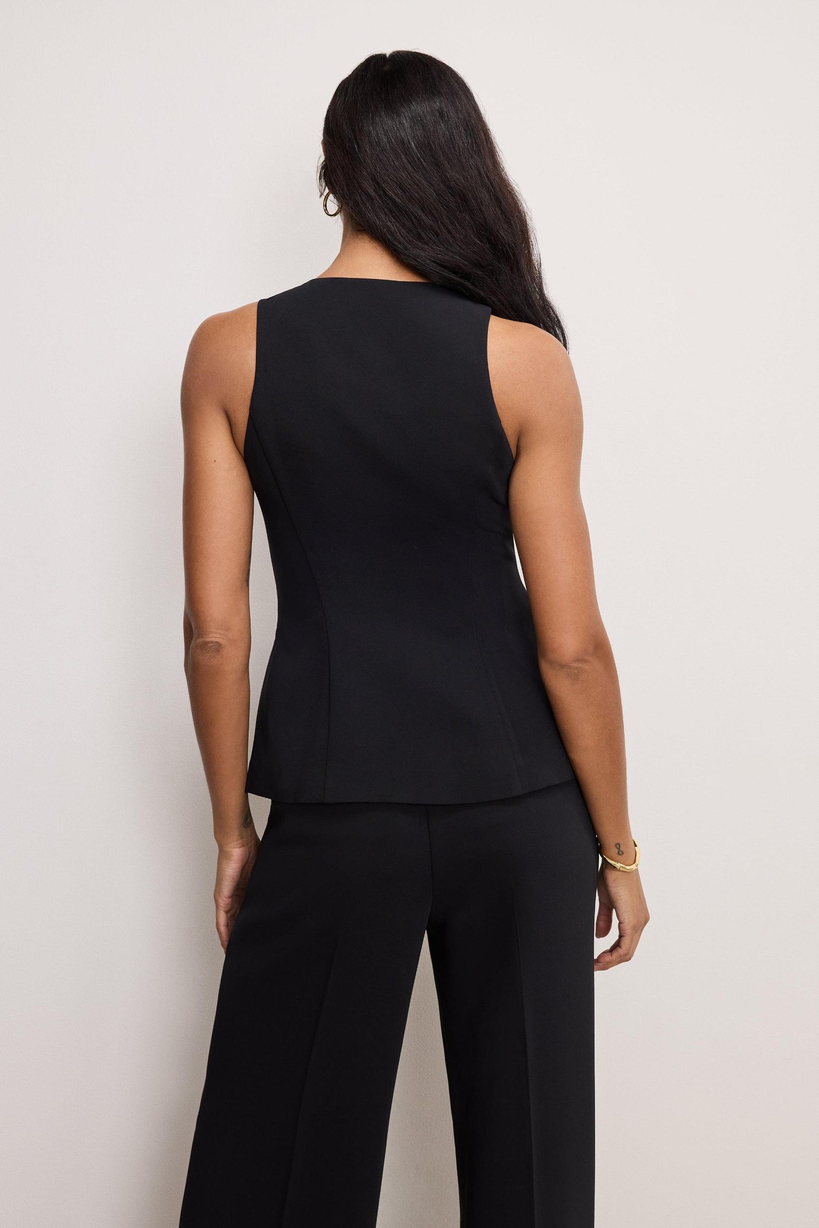 LUXE SUITING SCULPTED VEST | BLACK001 Product Image