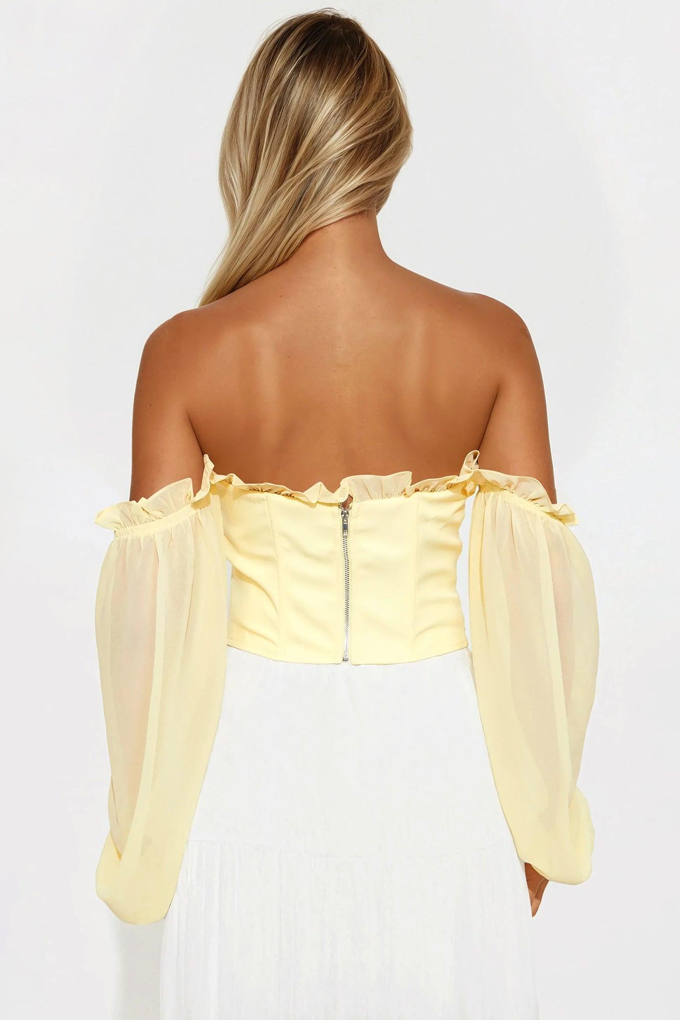Have It All Off Shoulder Corset Top - Yellow Product Image