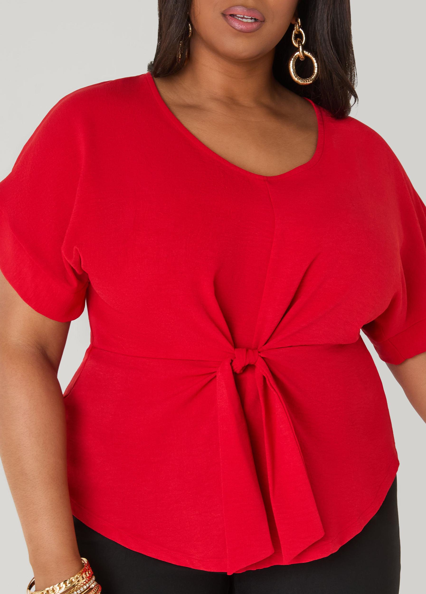 Tie Front V Neck Top Product Image