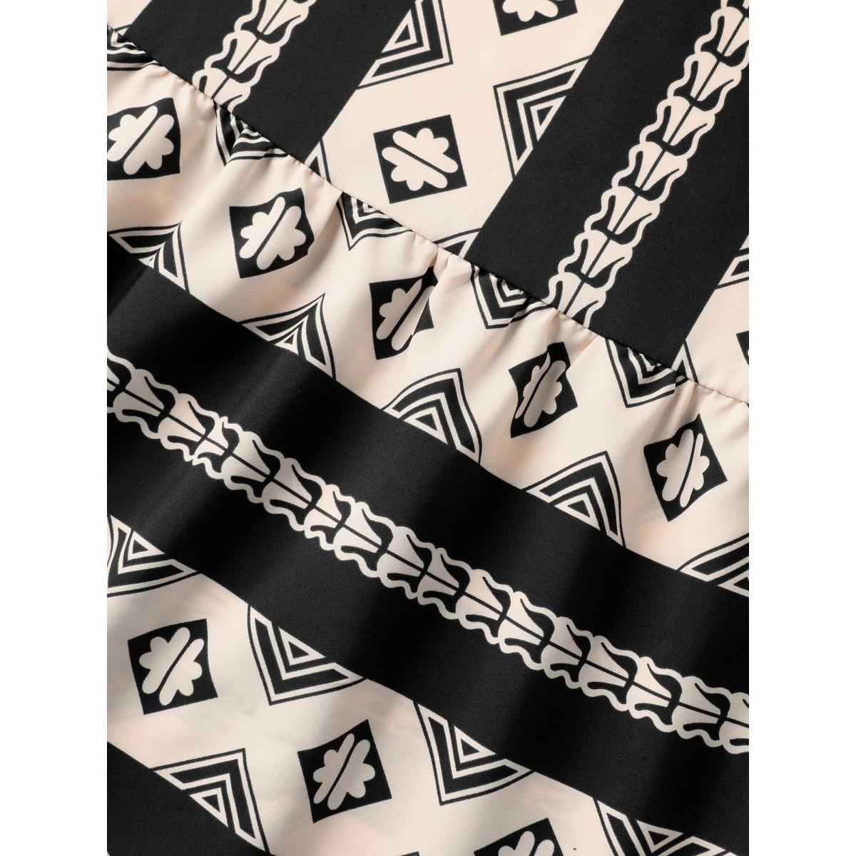 Plus Size Boho Stripes Bow Pockets Midi Dress BlackFlower Women Non Sleeveless Curvy BloomChic 10/M Product Image