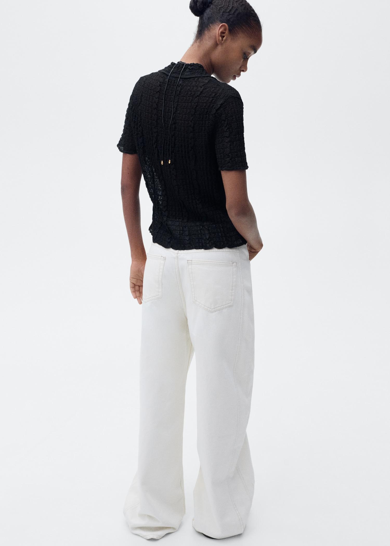 Textured polo-neck cardigan - Women | MANGO USA Product Image