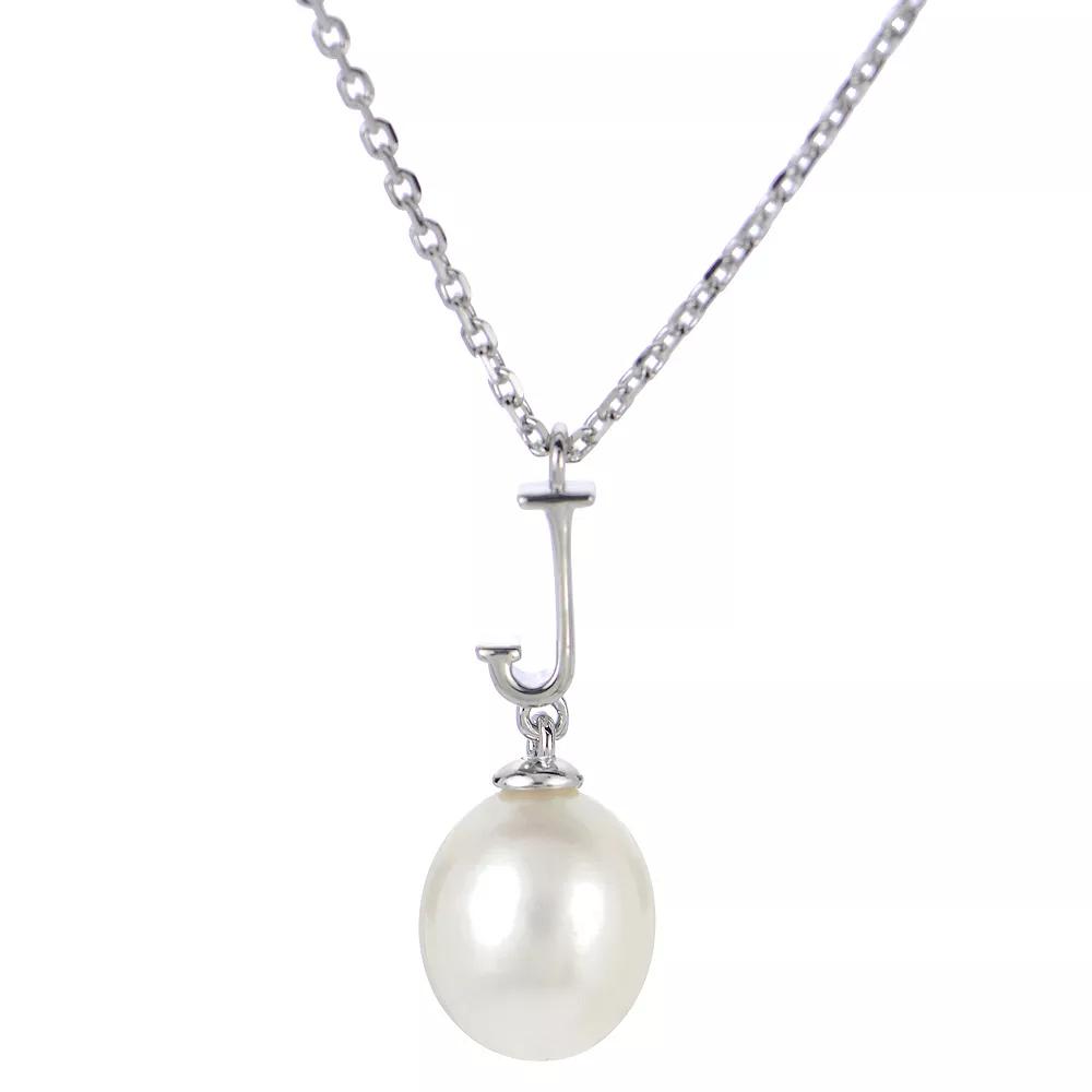 PearLustre by Imperial Sterling Silver Freshwater Cultured Pearl Initial Pendant Necklace, Women's,  Product Image