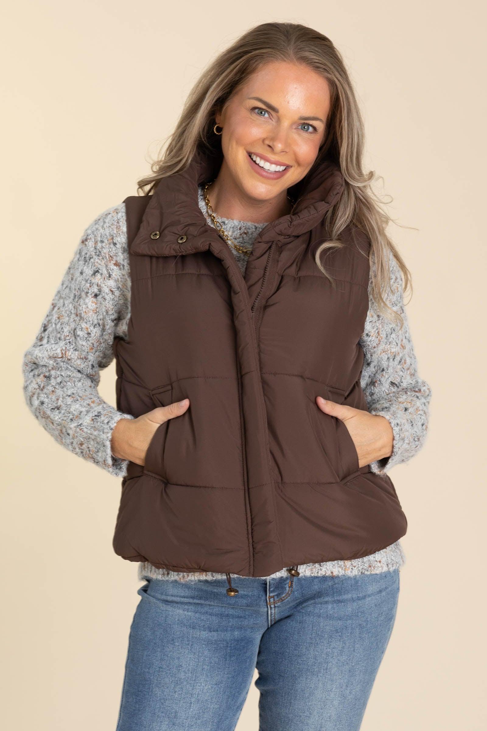 Solid High Neck Puffer Vest Product Image