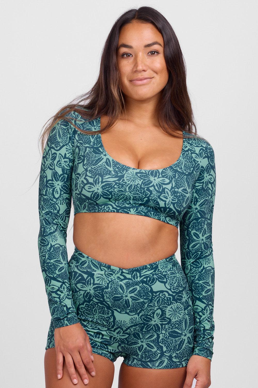 Avalon Long Sleeve Crop Rashguard - Kelp Female Product Image