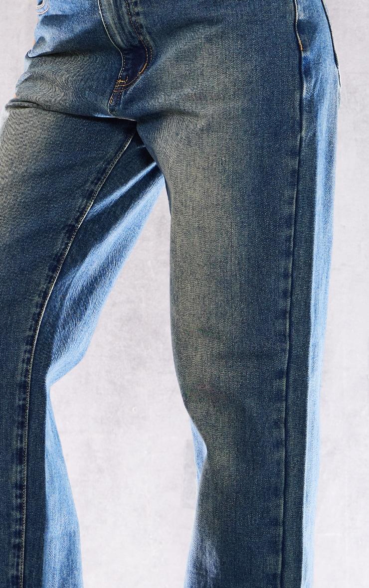 PRETTYLITTLETHING Petite Vintage Bleach Wash Split Hem Jeans Product Image