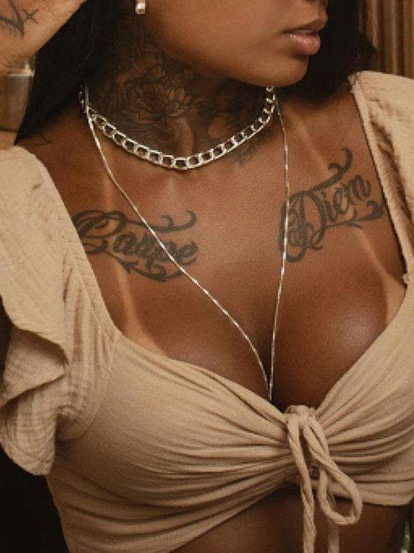 Retro Bandage Navel-Baring Short Sleeves Shirts Product Image