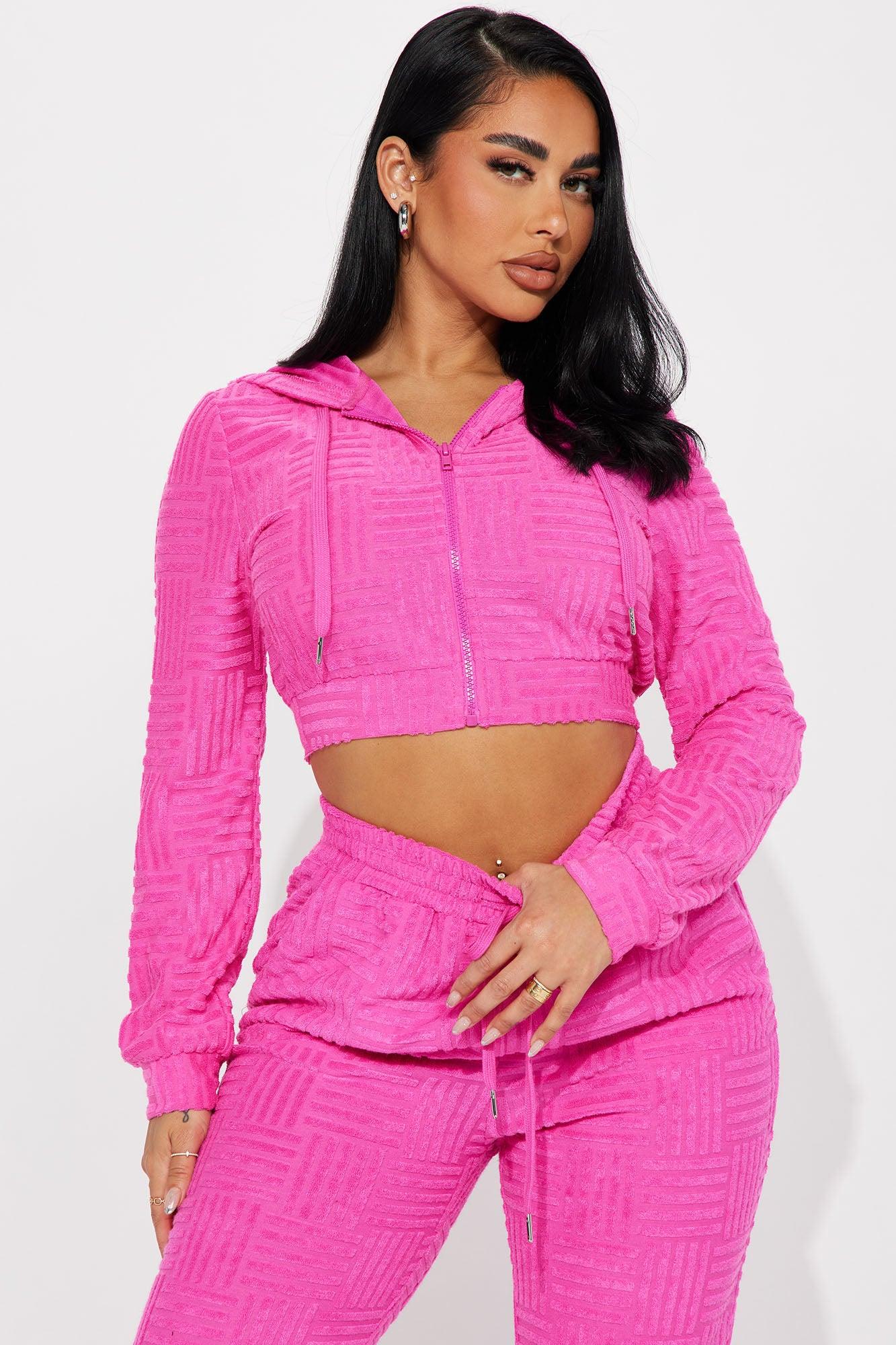 Stay Focused French Terry Jogger Set - Fuchsia Product Image