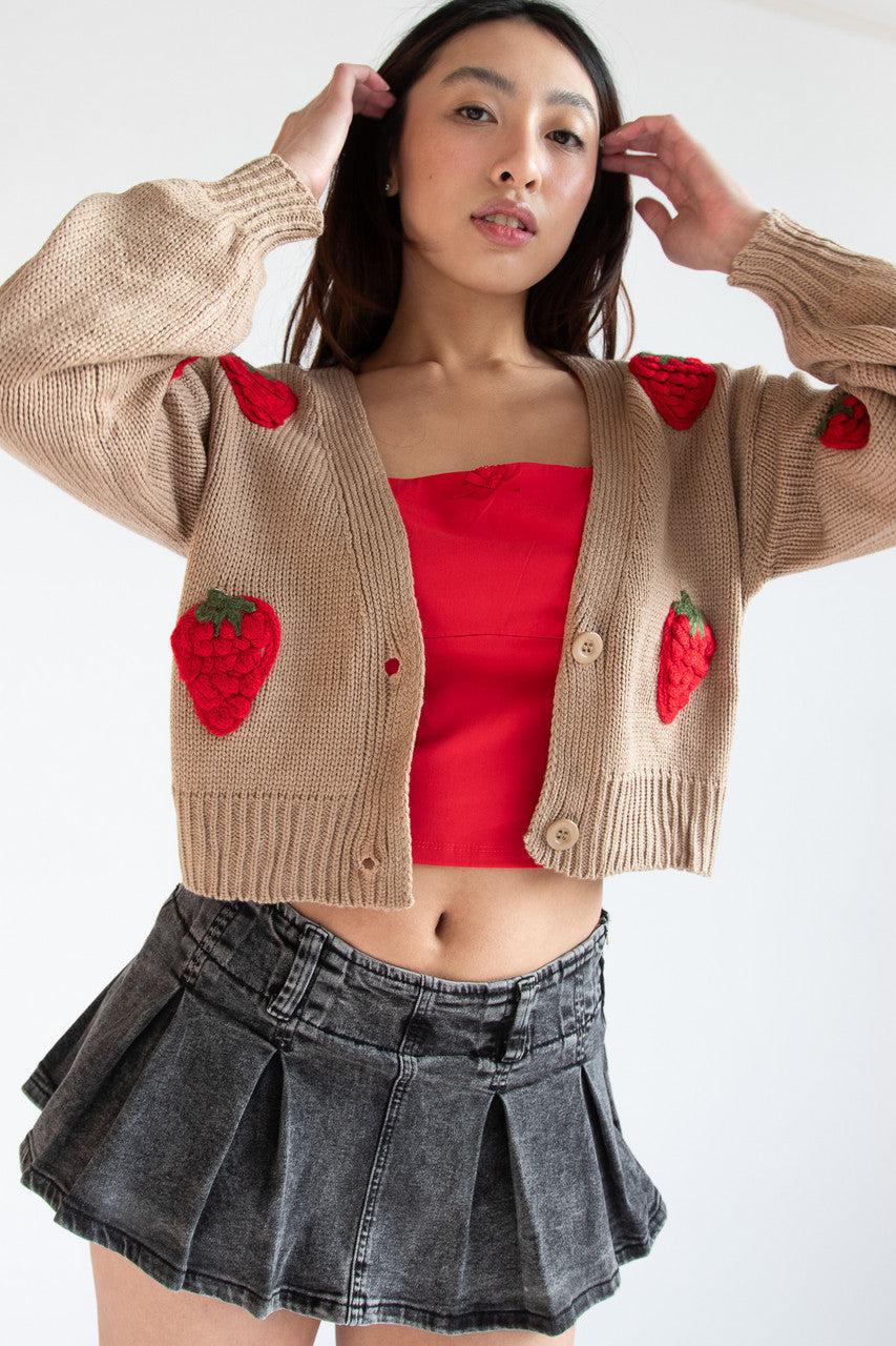 Low Rise Denim Pleated Mini Skort Product Image