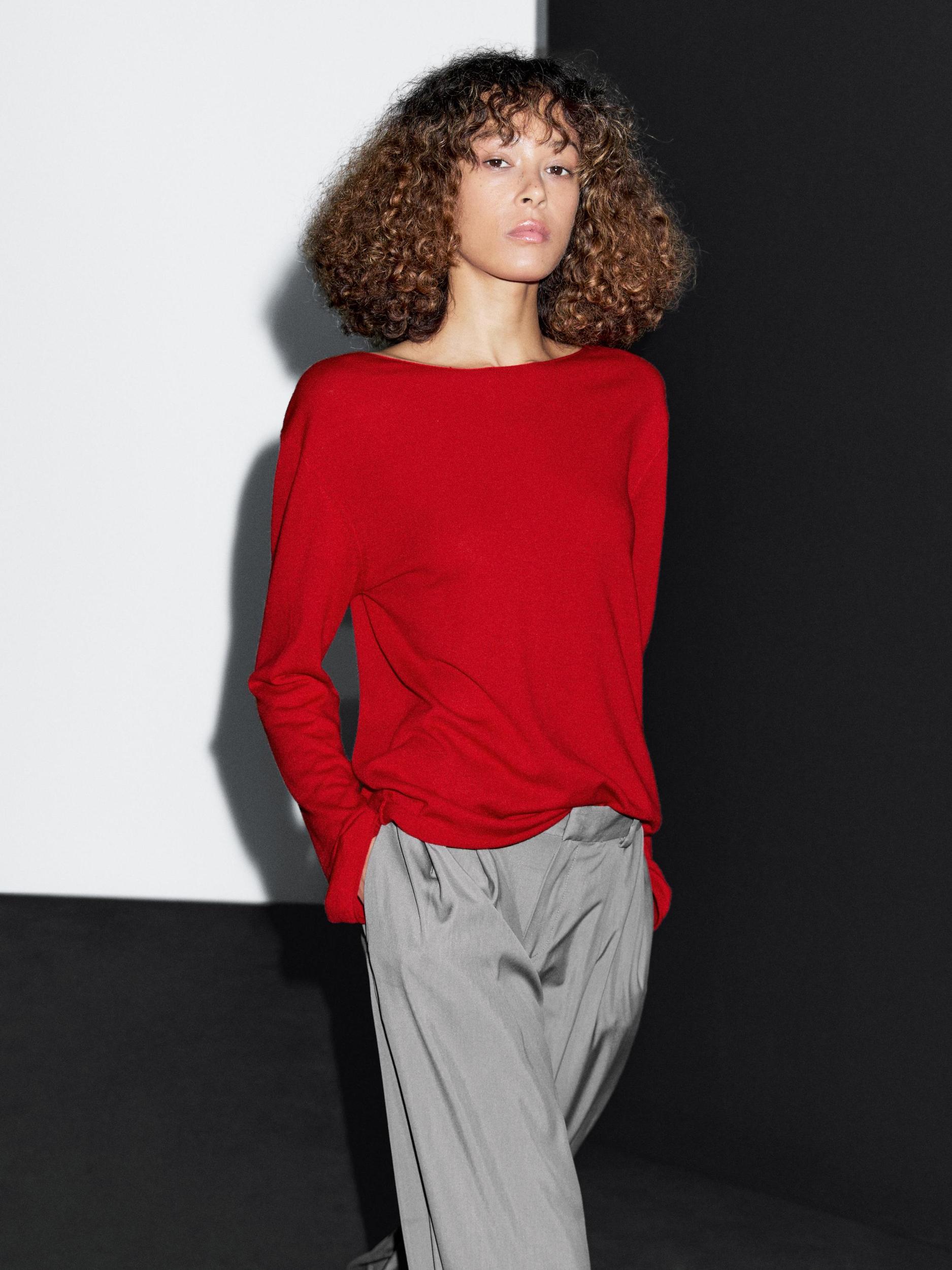 Wool blend boat neck sweater Product Image