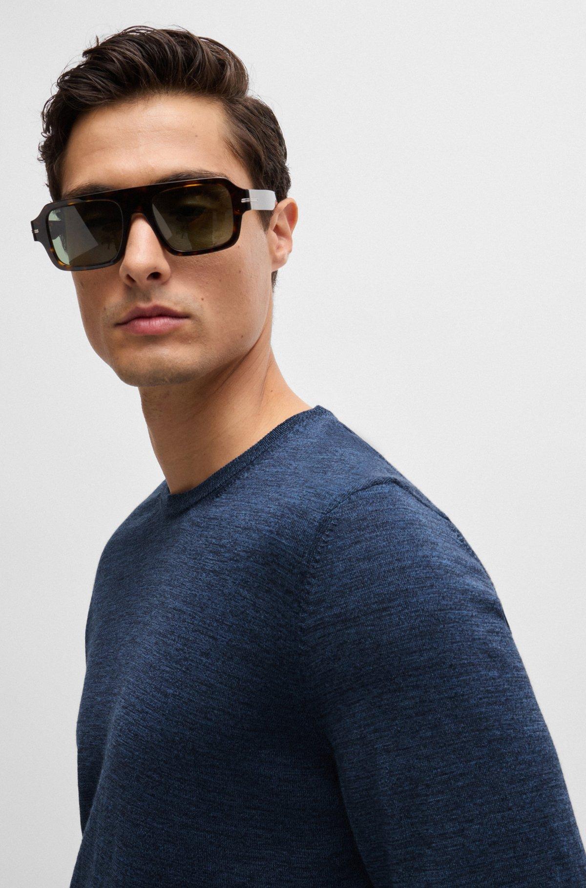 Slim-fit sweater in merino wool with crew neckline Product Image