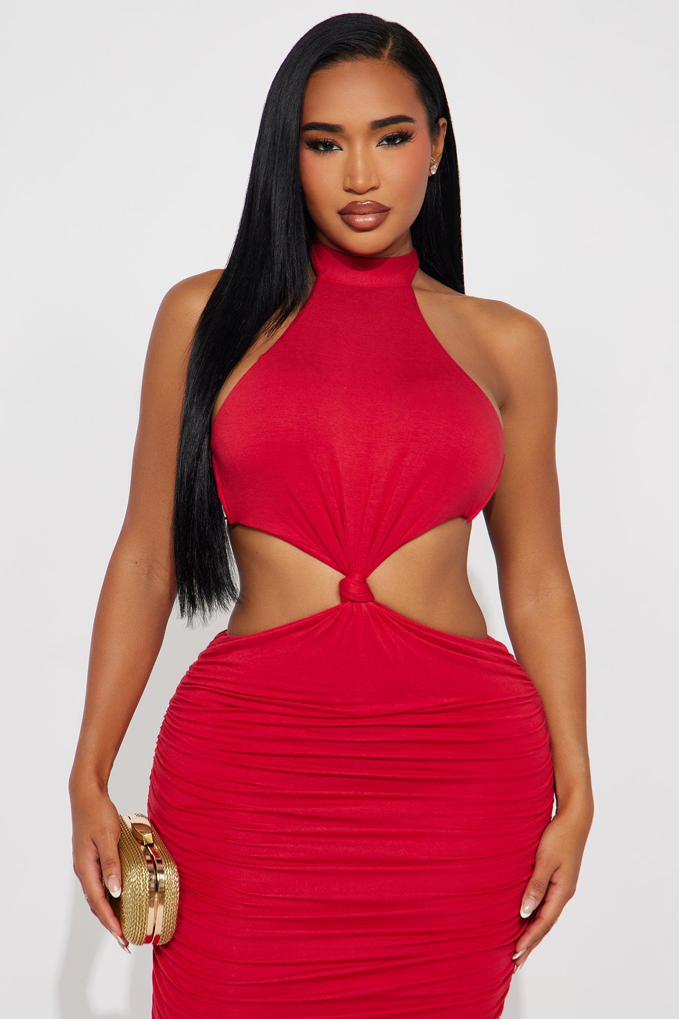 Makena Backless Ruched Maxi Dress - Red Female Product Image