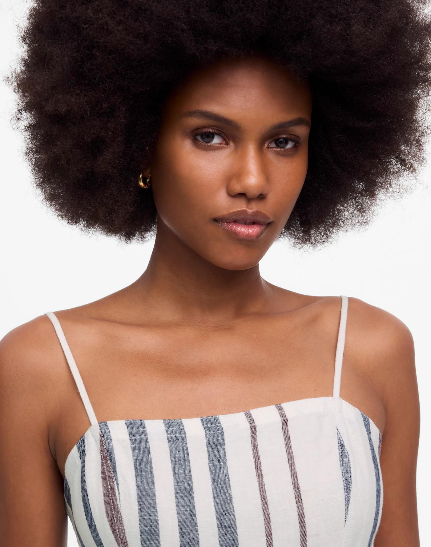 Striped Circle Maxi Dress in 100% Linen Product Image