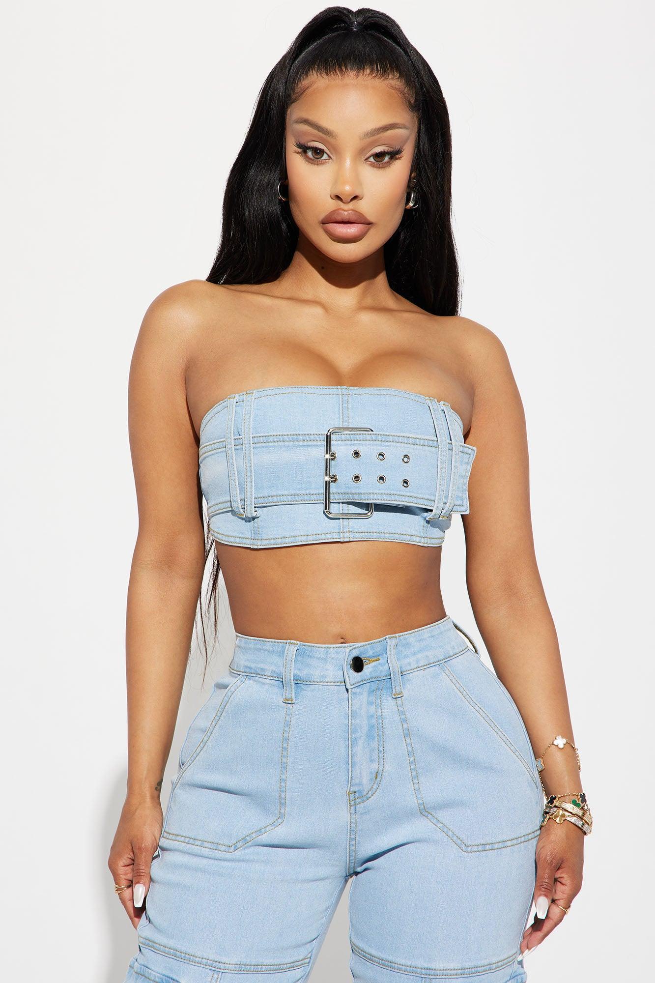 Go All Out Denim Pant Set - Light Wash Product Image