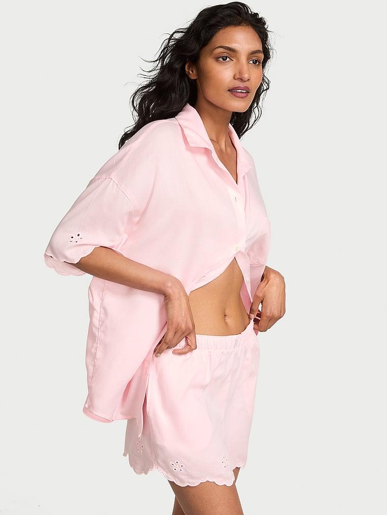 Modal-Cotton Eyelet Long Pajama Set Product Image
