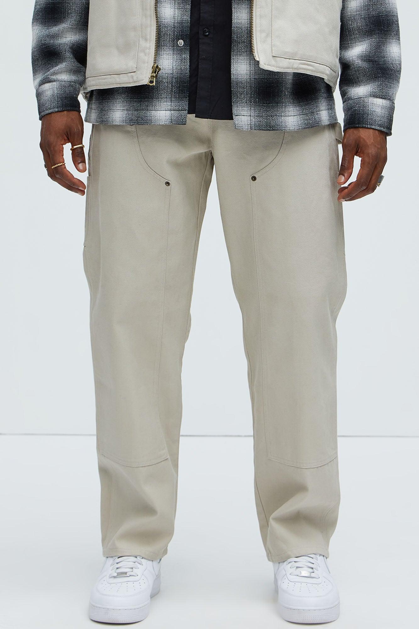 Alexander Double Knee Straight Utility Canvas Pants - Off White Product Image