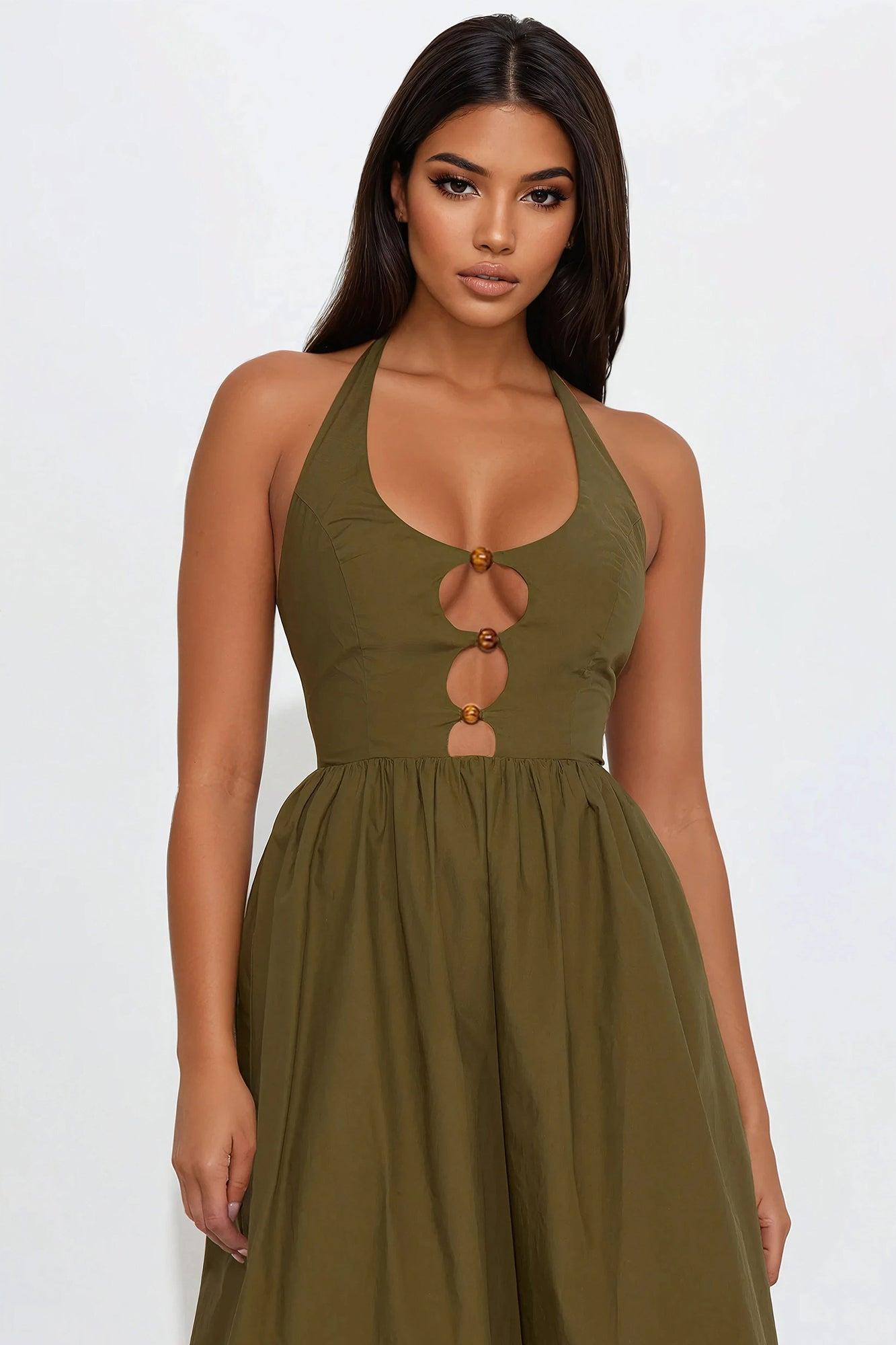 Melinda Poplin Midi Dress - Olive Product Image