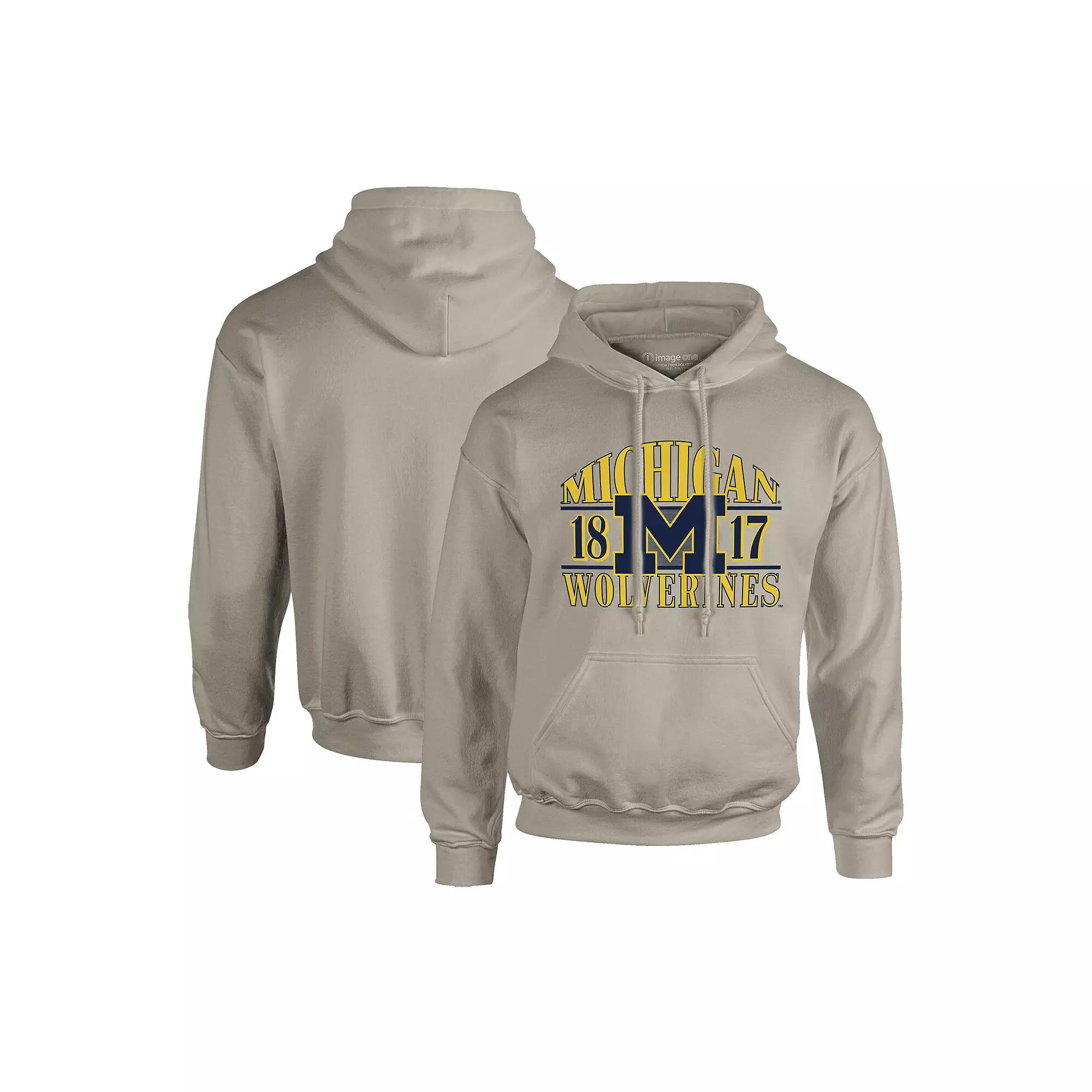 Men's Cream Michigan Wolverines Upper Arch Letters Pullover Hoodie,  Product Image