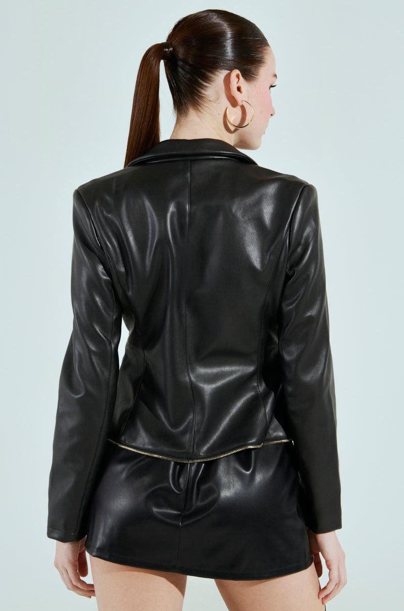 KIMMIE FAUX LEATHER BLAZER Product Image