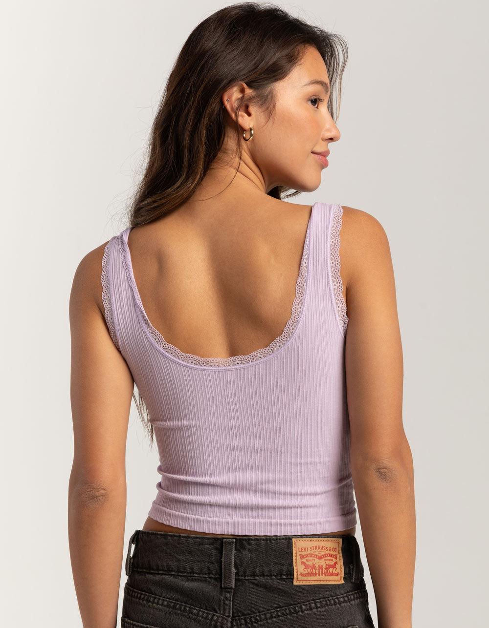 FULL TILT Seamless Lace Trim Womens Tank Top - LAVENDAR Product Image