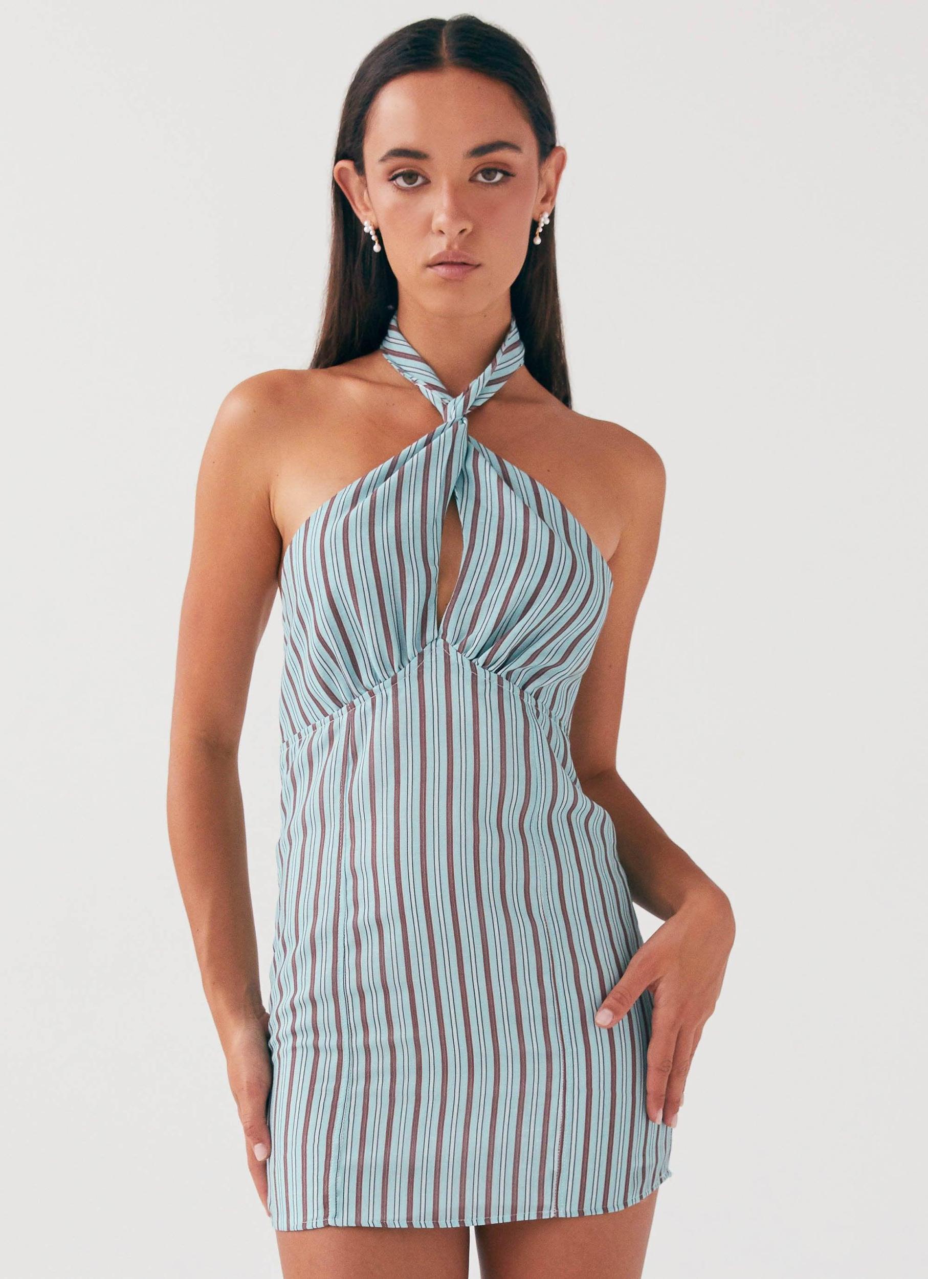 Sabine Linen Mini Dress - Coastal Stripe Product Image