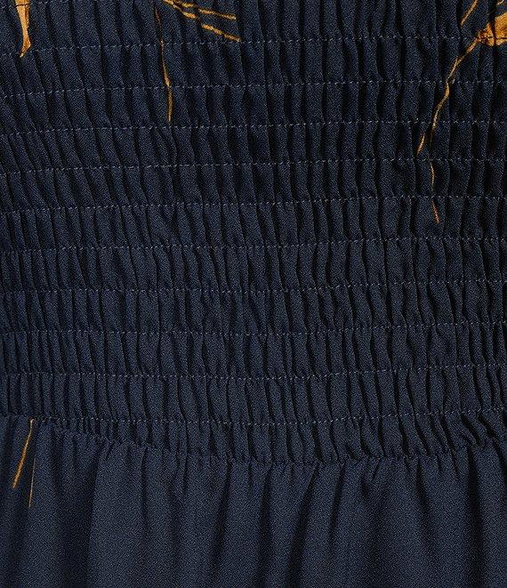 Sugarlips Plus Size Dusk Bloom Floral Smocked Short Sleeve Midi Dress Product Image