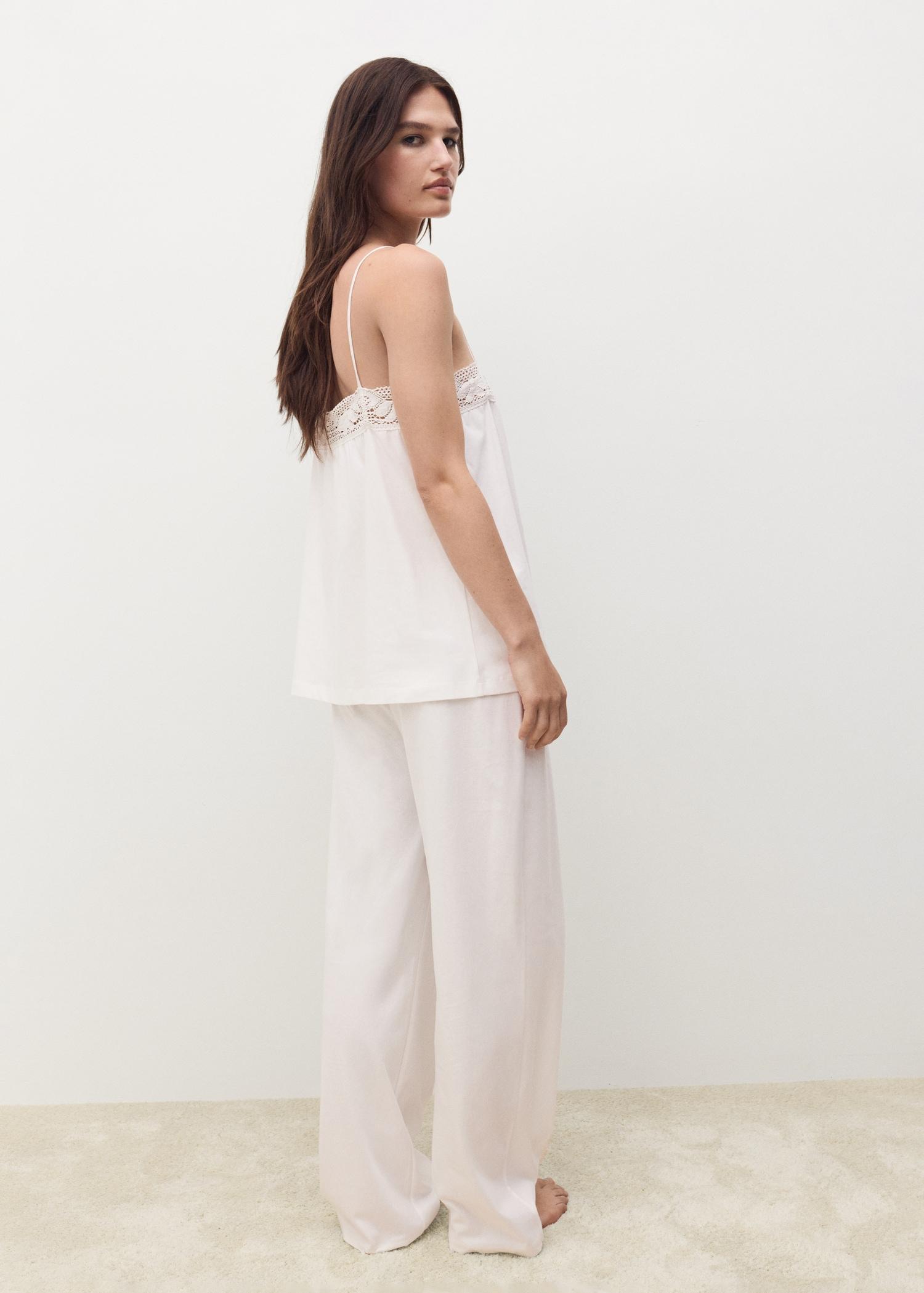 Long cotton pajama pants - Women | MANGO USA Product Image