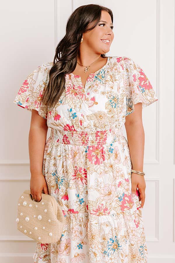 Polished Perfection Floral Maxi Dress in White Curves Product Image