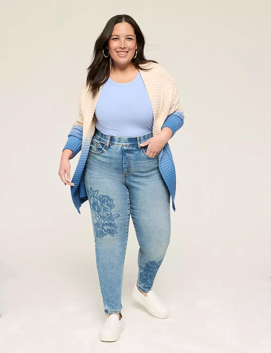 Tighter Tummy Pull-On High-Rise Embroidered Jegging Product Image