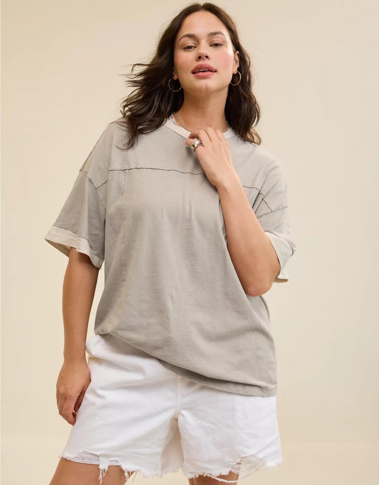 Aerie Crew Oversized Boyfriend T-Shirt Product Image