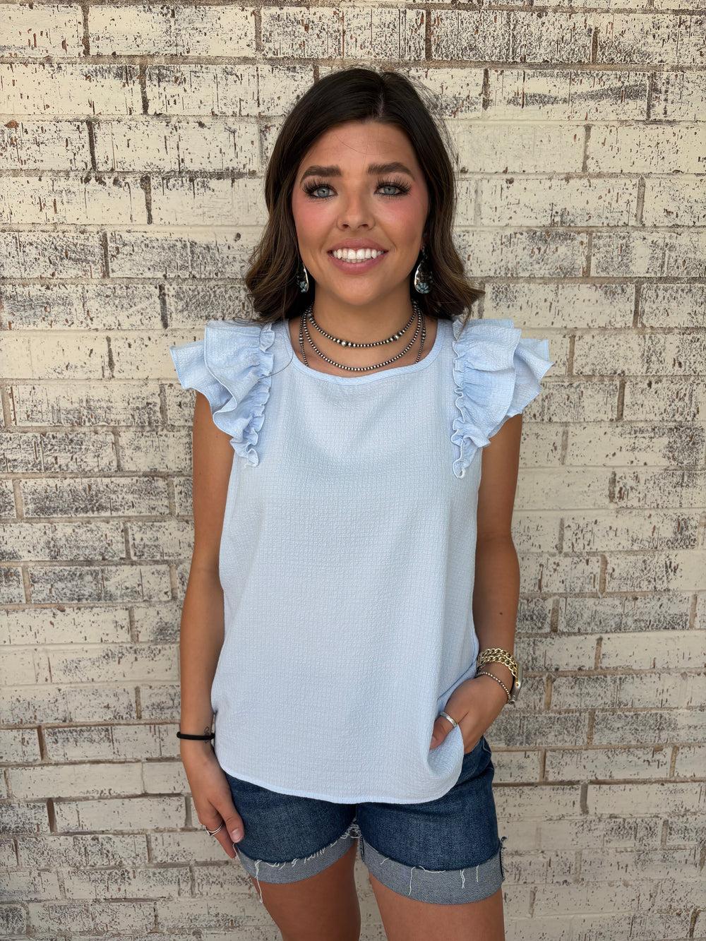 Textured Bow Frilled Butterfly Sleeve Blouse-3 Colors Product Image